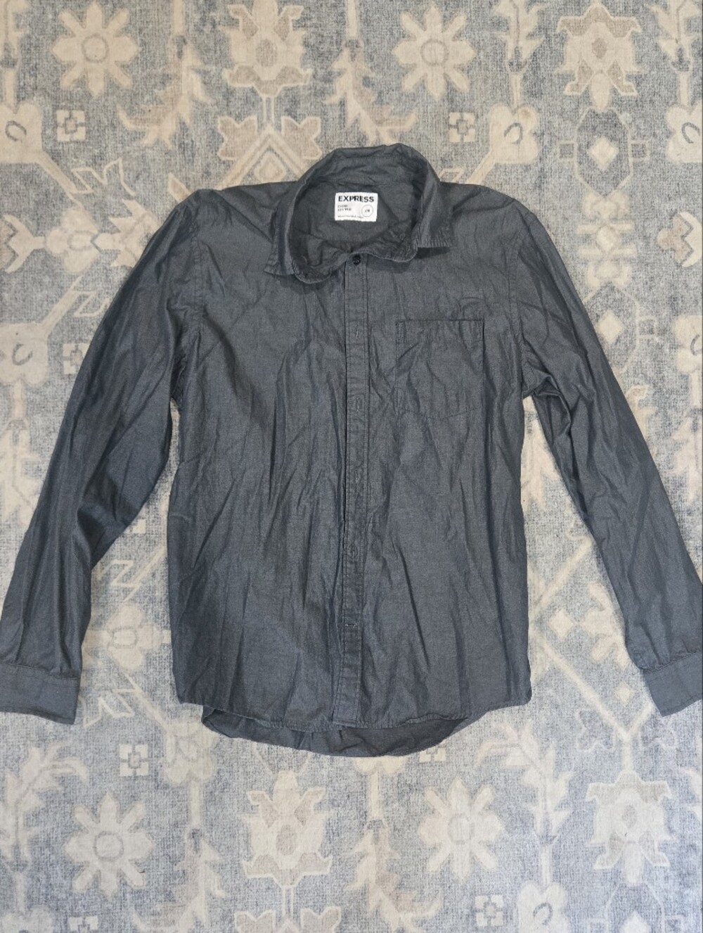 Express Men's Dark Charcoal Button-Up Shirt